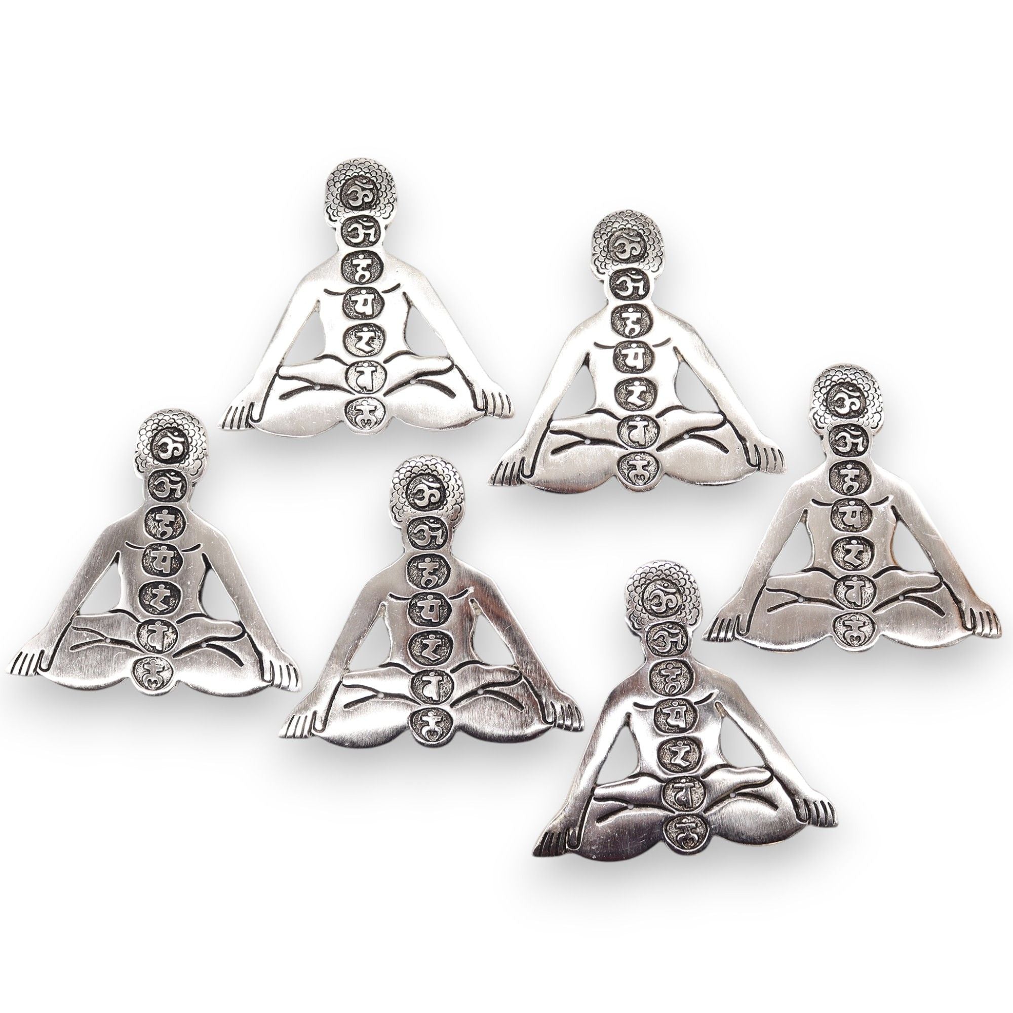 Porta-incienso Yoga Siete Chakras de Aluminio Pulido 12x12cm