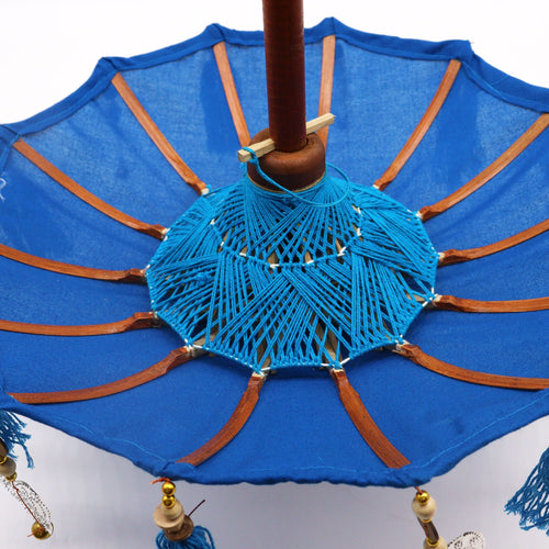 Bali Decoración Hogar Sombrilla - Algodón - Azul- 40cm