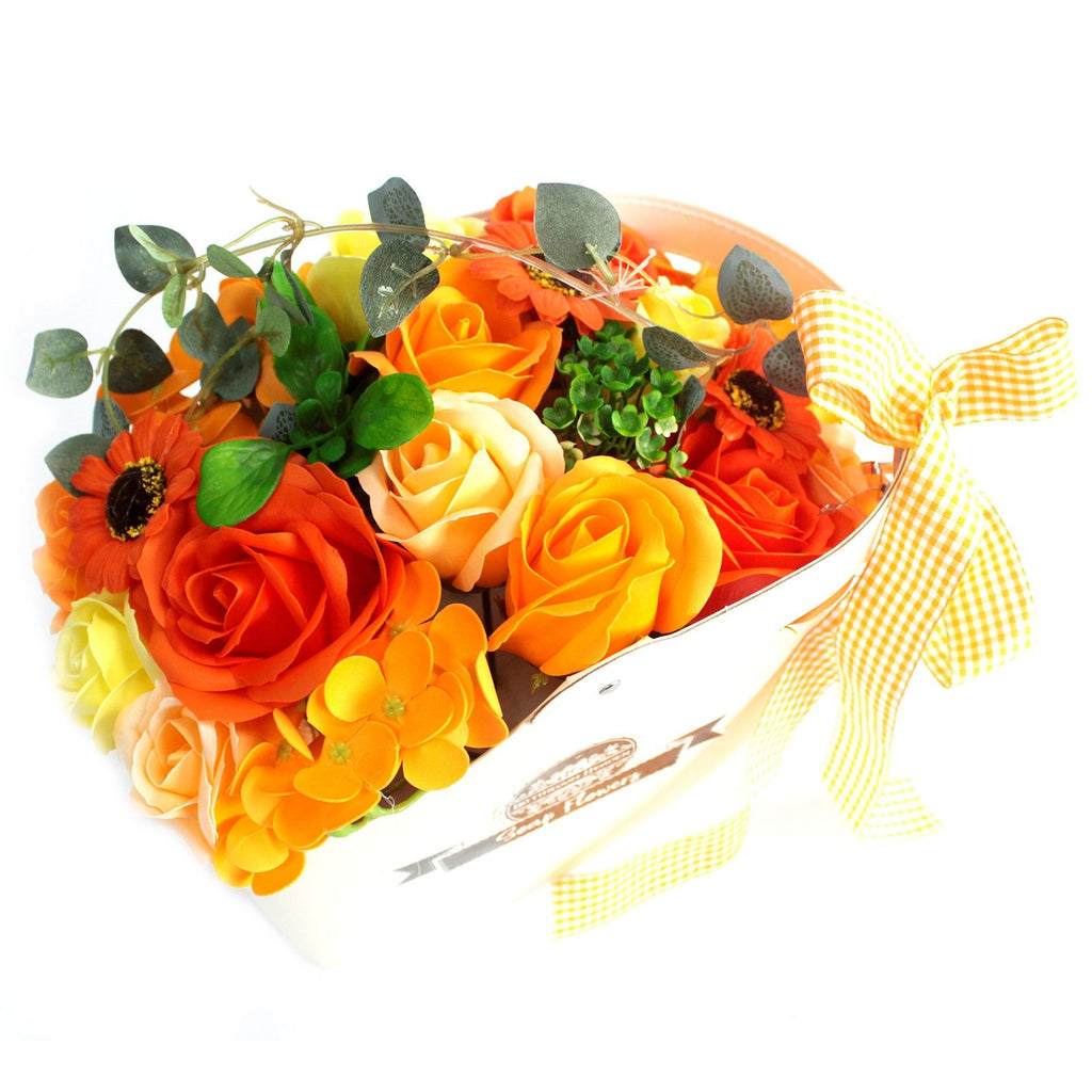 Cesta ramo de flores jabón - naranja