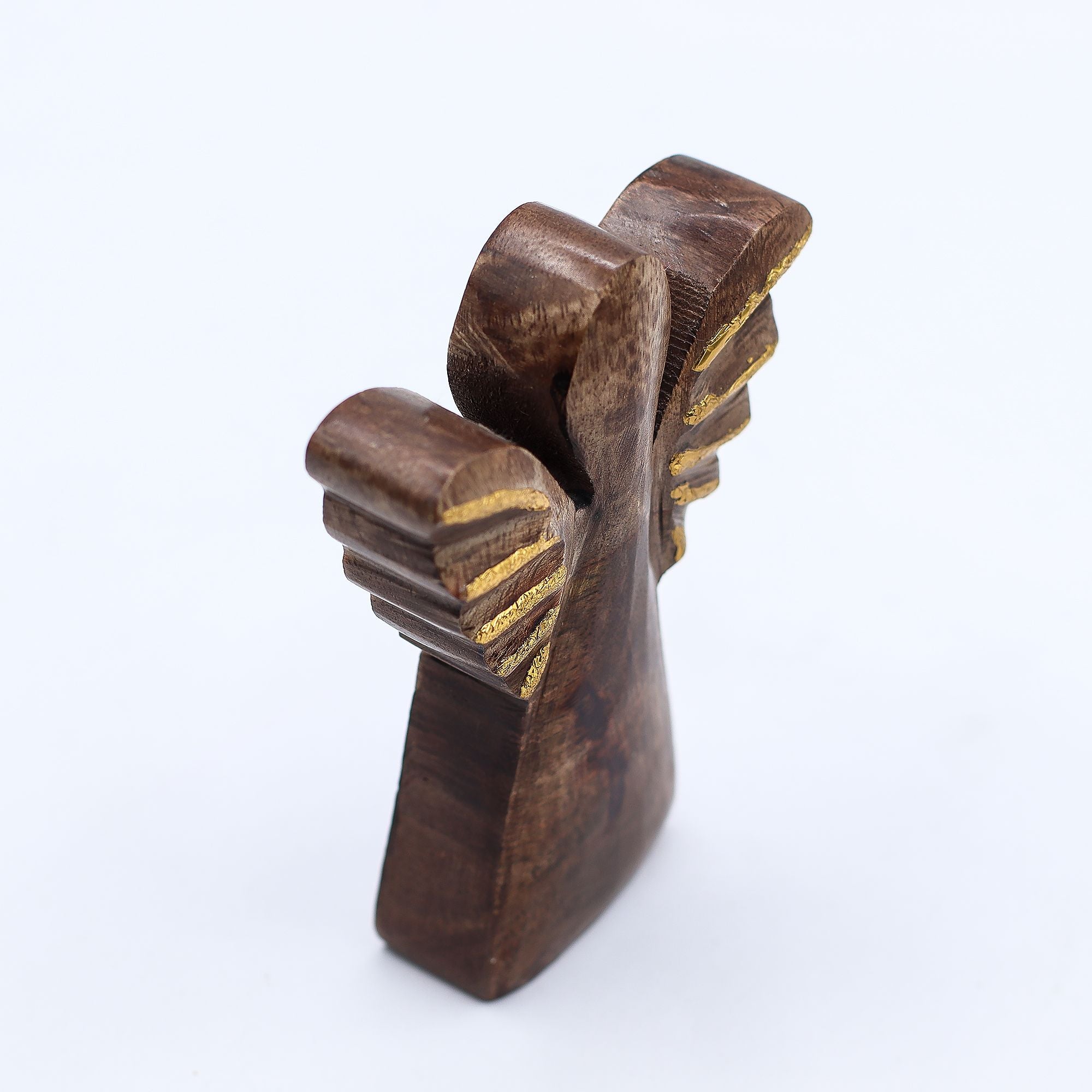 Pequeño ángel de madera de mango - decoración dorada