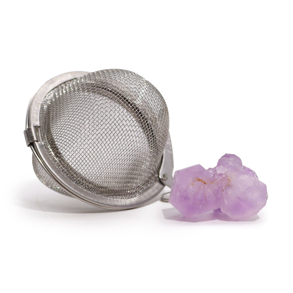 Colador de té de piedras preciosas de cristal crudo - Racimo de amatista