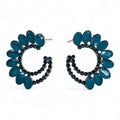 Pendientes de Cristal Vintage - Aro - Verde Turquesa