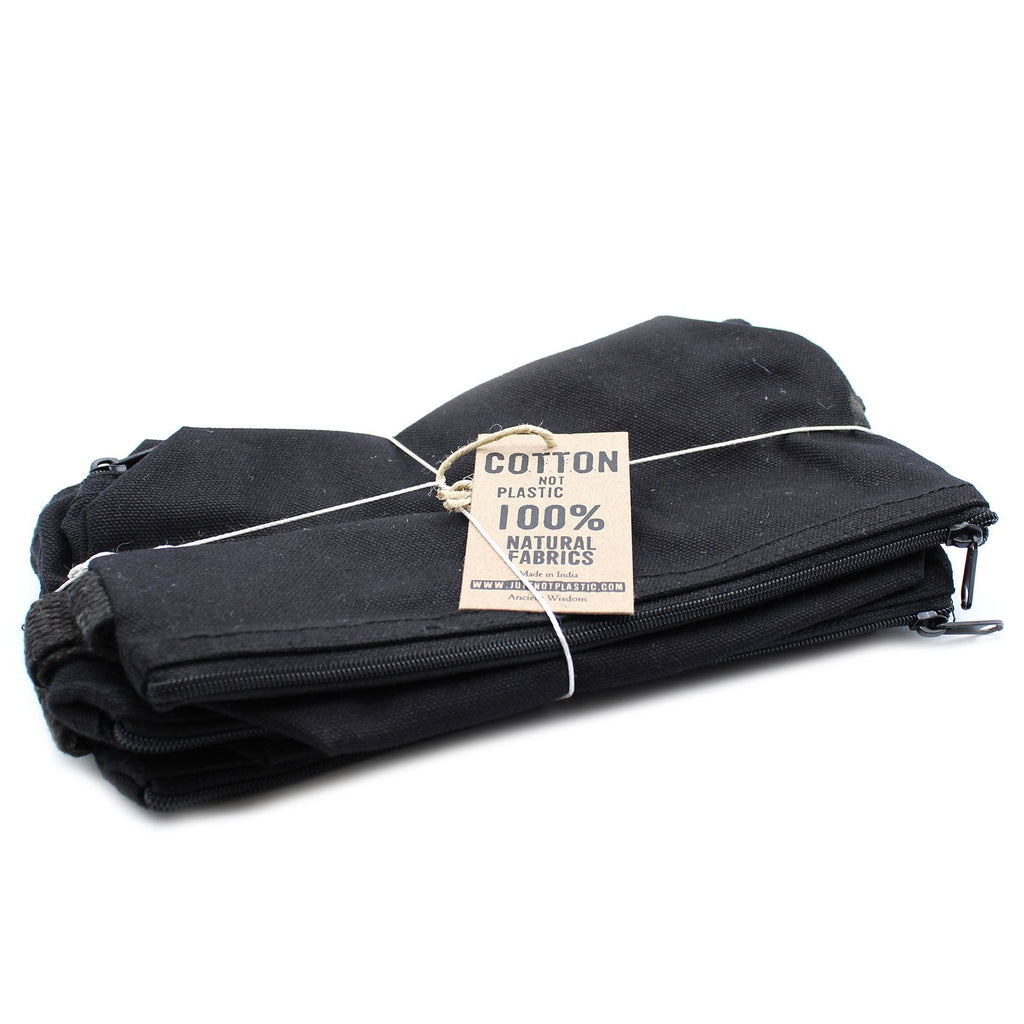 Neceser de algodón negro 10 oz - correa de mano