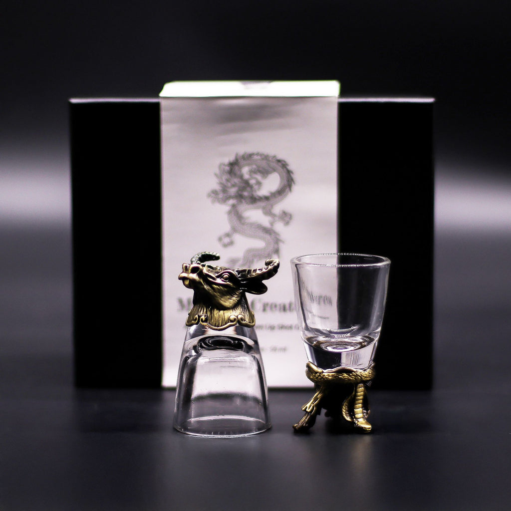 Set de regalo de 6 vasos de chupito (50 ml) - Criaturas Salvajes del Bosque - Bronce antiguo
