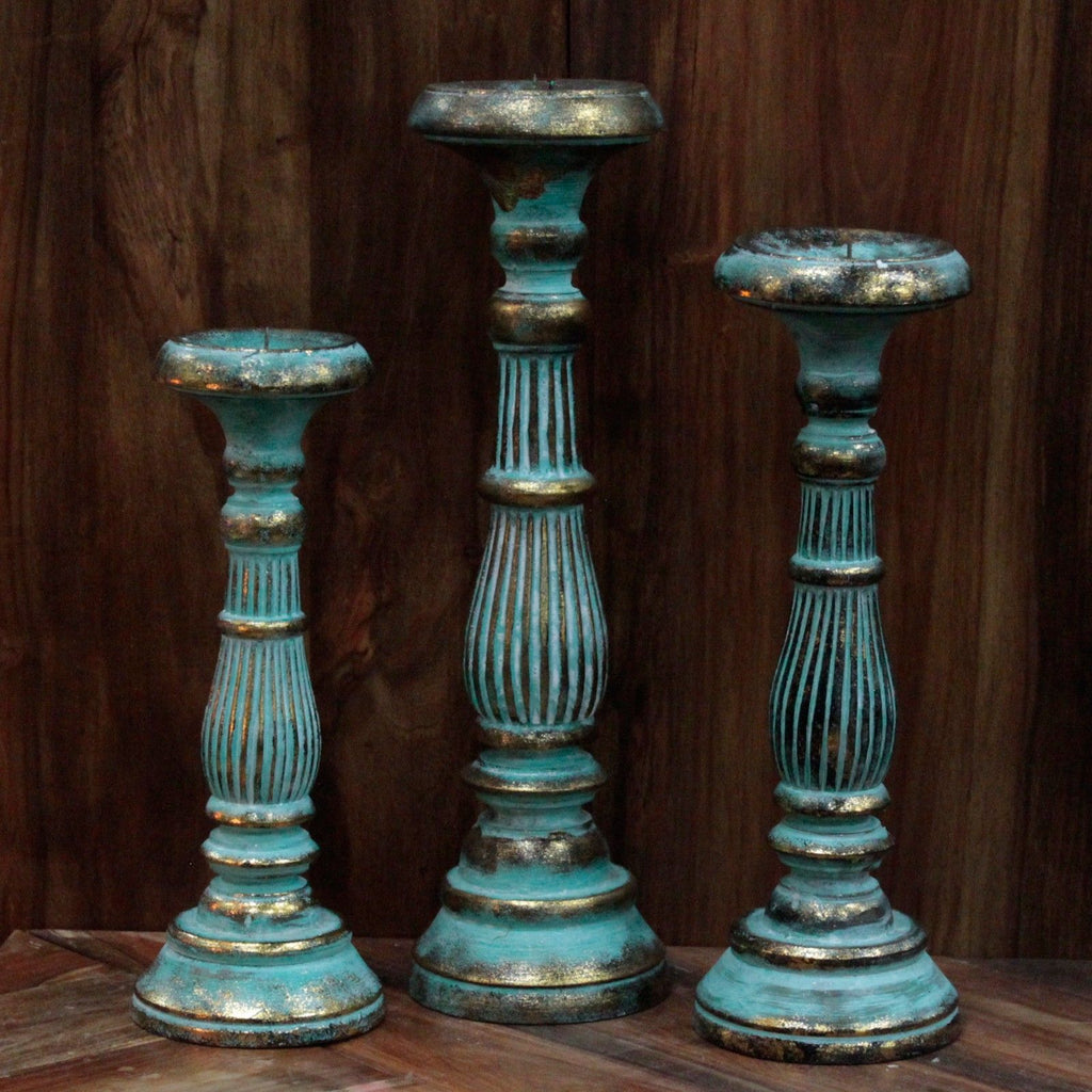 Soporte de velas medianas - Turquois Gold