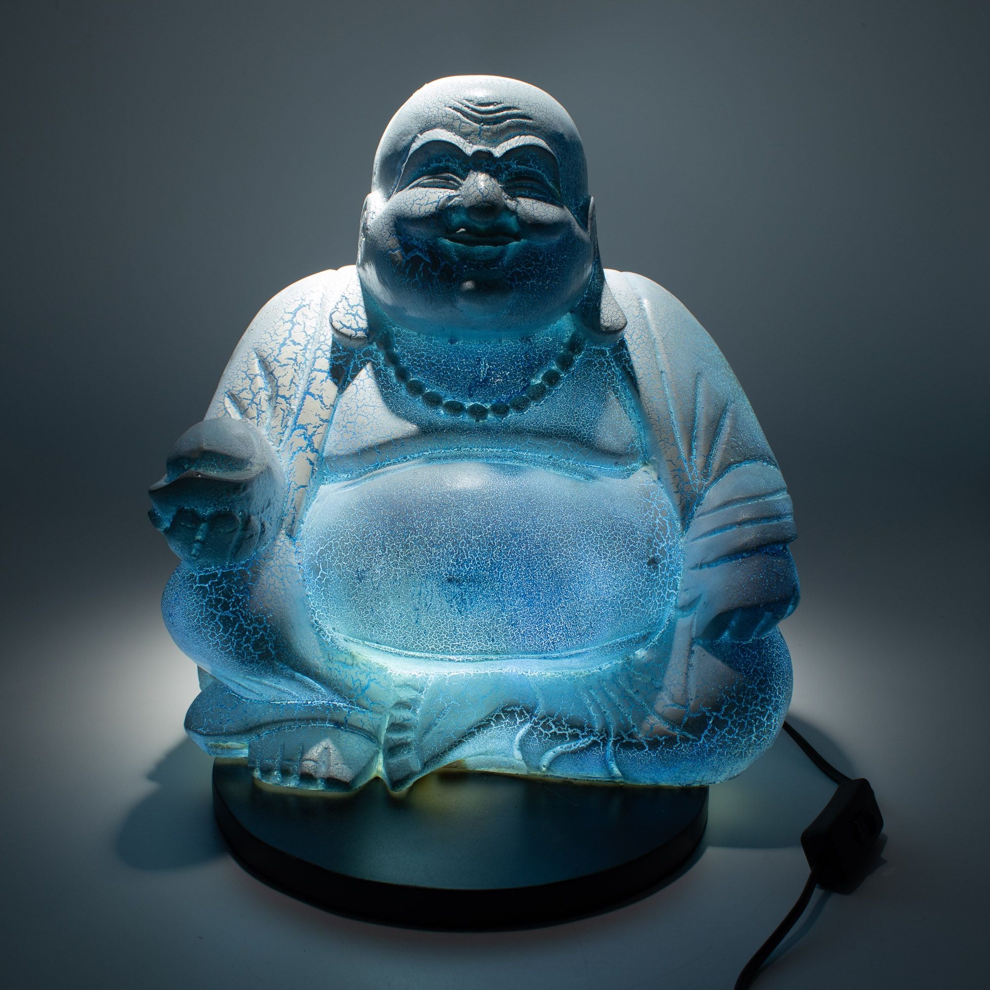 Lámpara del Buda Risueño - Azul Cielo - Base Redonda