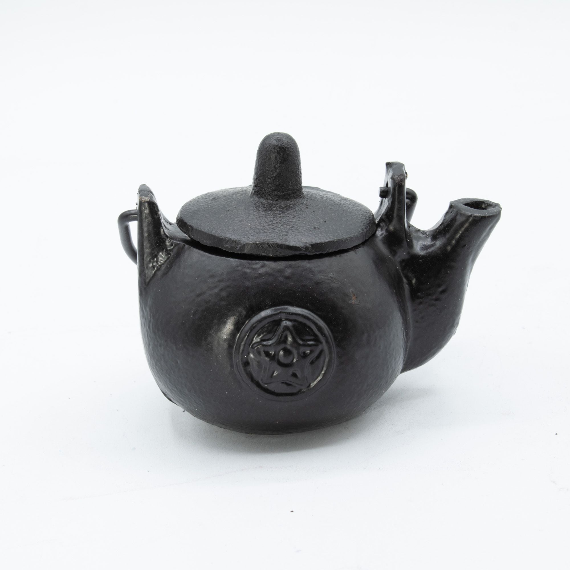 Pequeña olla ritual de hierro fundido con forma de pentágono 8x8x10 cm