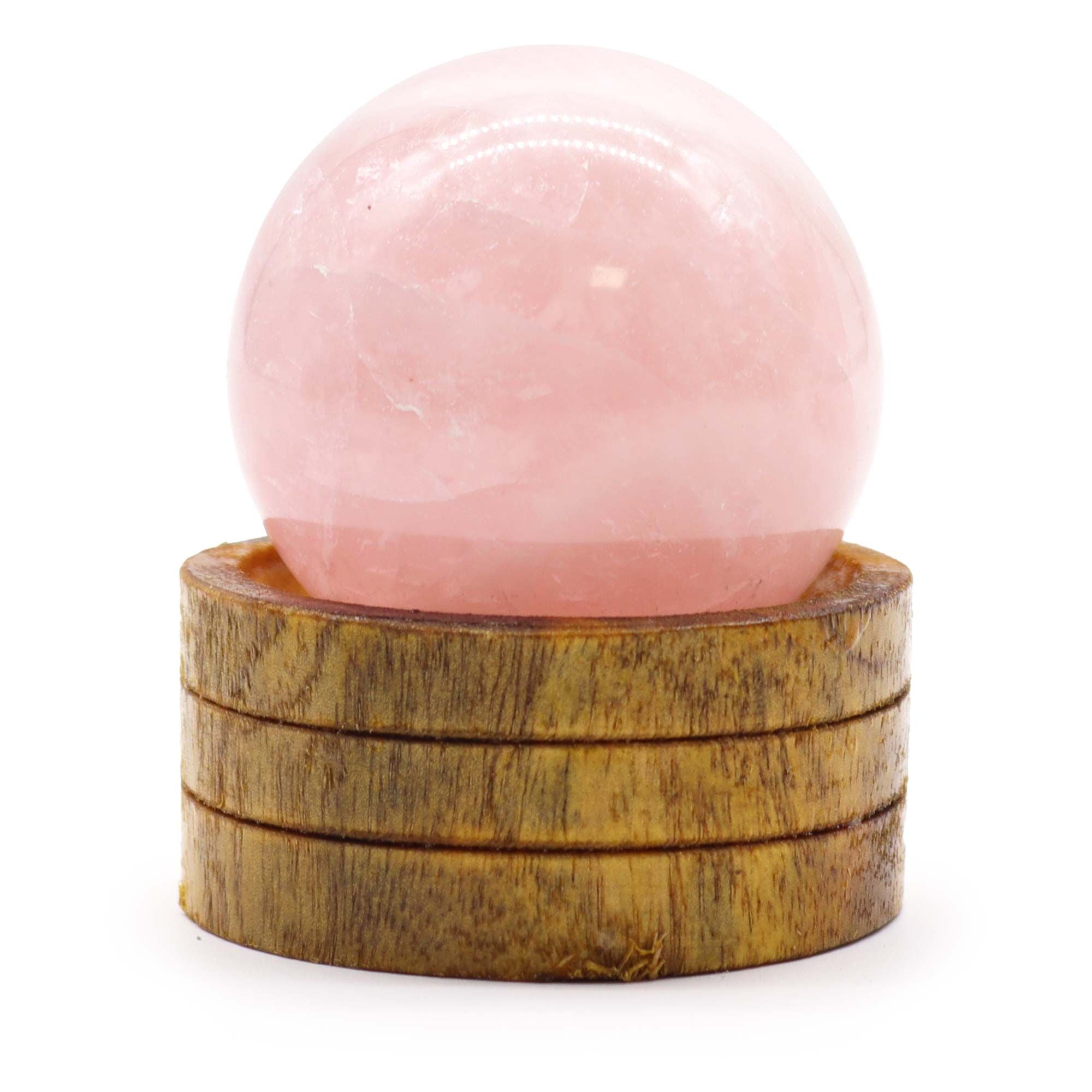 Esfera de cristal de cuarzo rosa de 50 mm con soporte