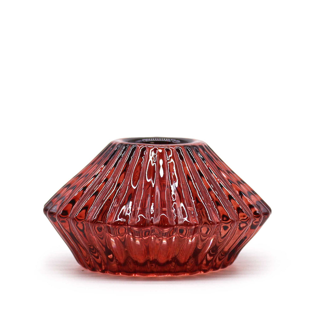 Portavelas reversible con diseño de flor para cena / vela de té - Rojo vampiro