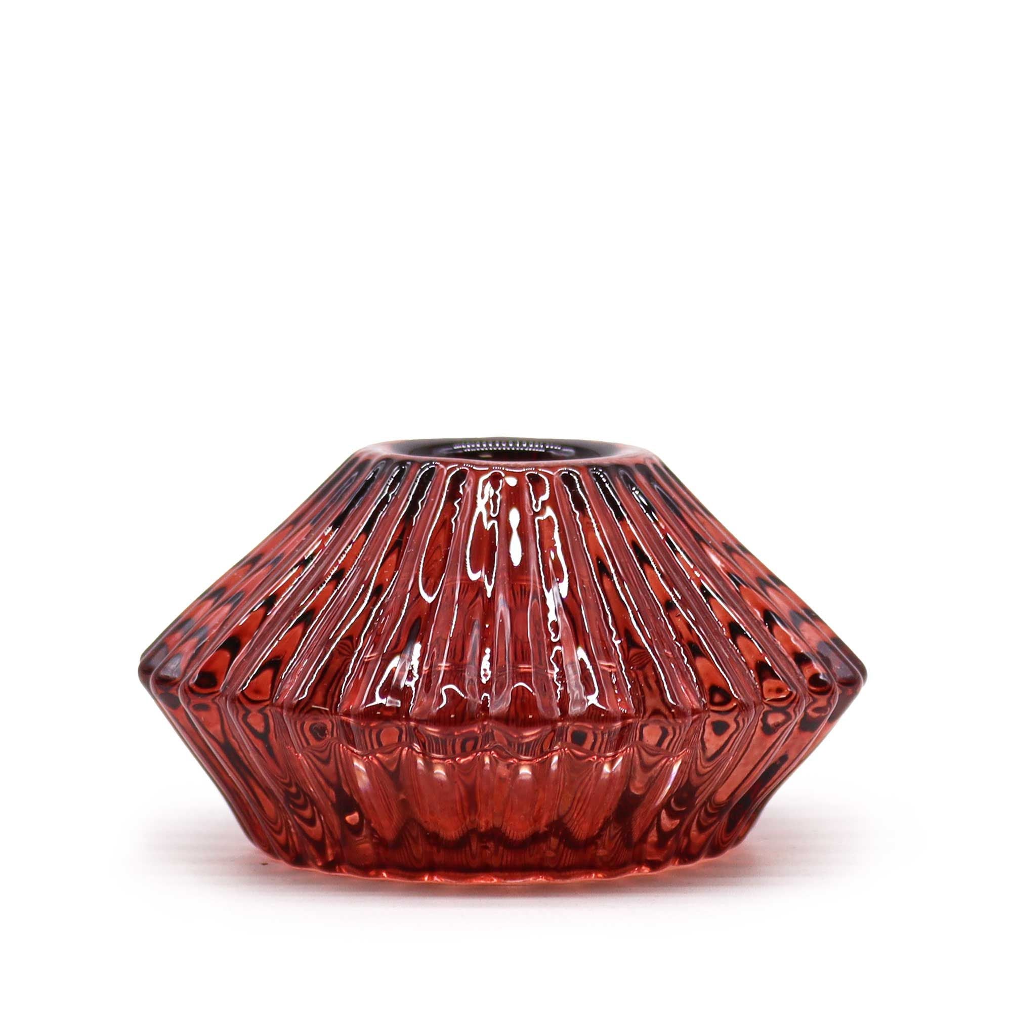 Portavelas reversible con diseño de flor para cena / vela de té - Rojo vampiro