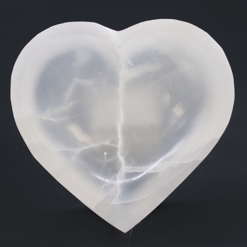 Cuenco de corazón de selenita - 15cm