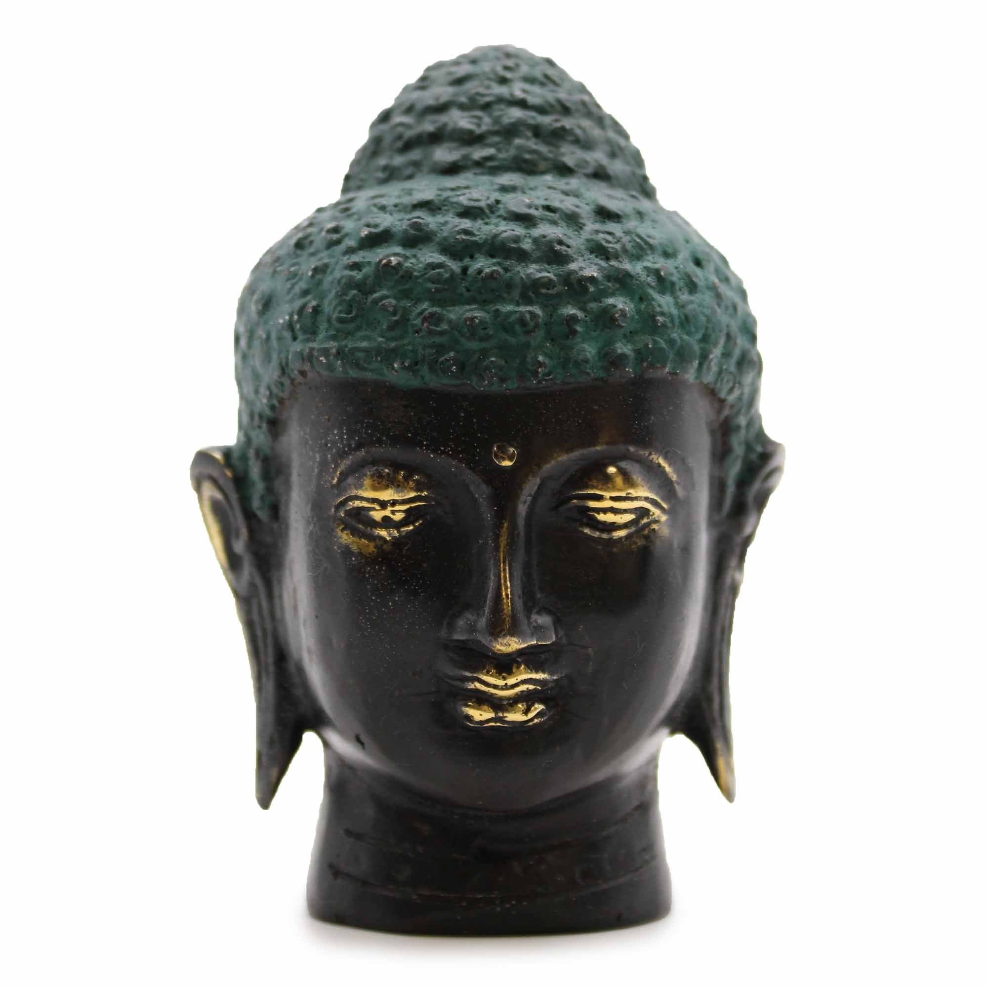 Cabeza de Buda de latón antiguo mediana