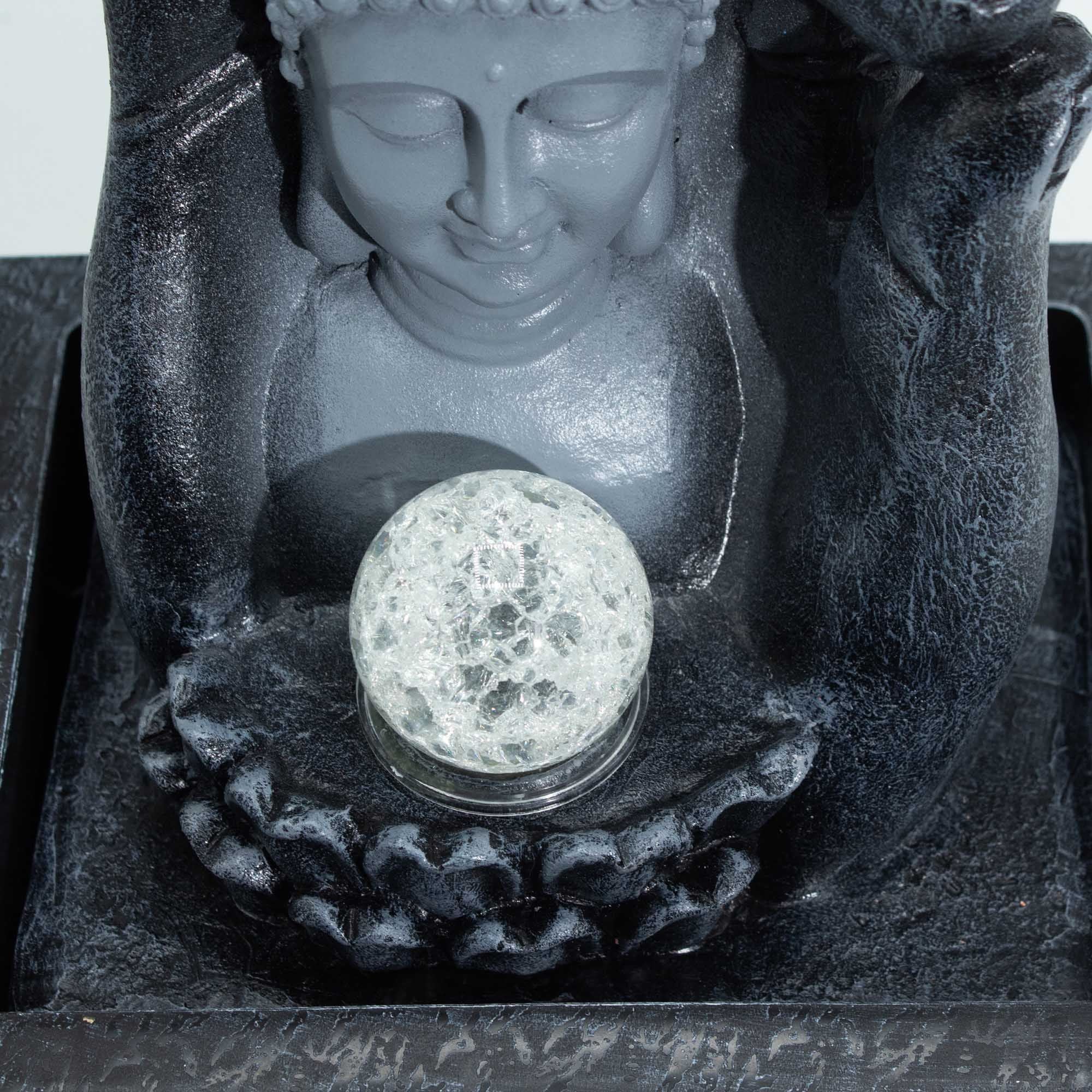 Fuente de agua de mesa con mano y cabeza de Buda (20x25x35 cm)