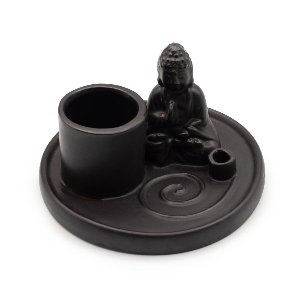 Plato de incienso de Buda multifuncional - cerámica negra mate