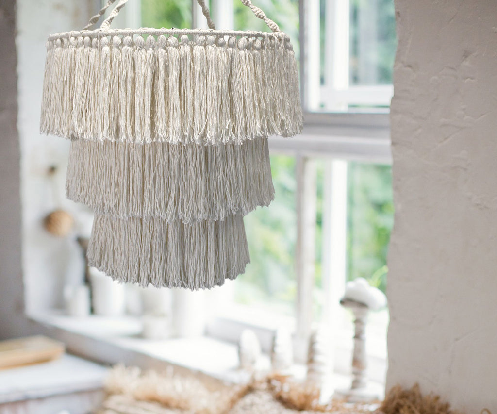 Candelabro suave de macramé - Natural