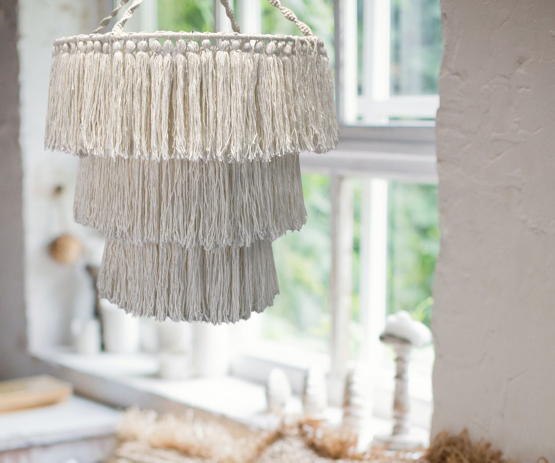 Candelabro suave de macramé - Natural