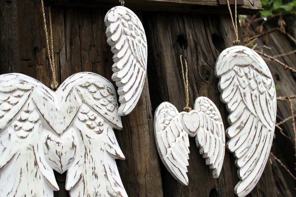 Doble alas de ángel y corazón hecho a mano - 15cm