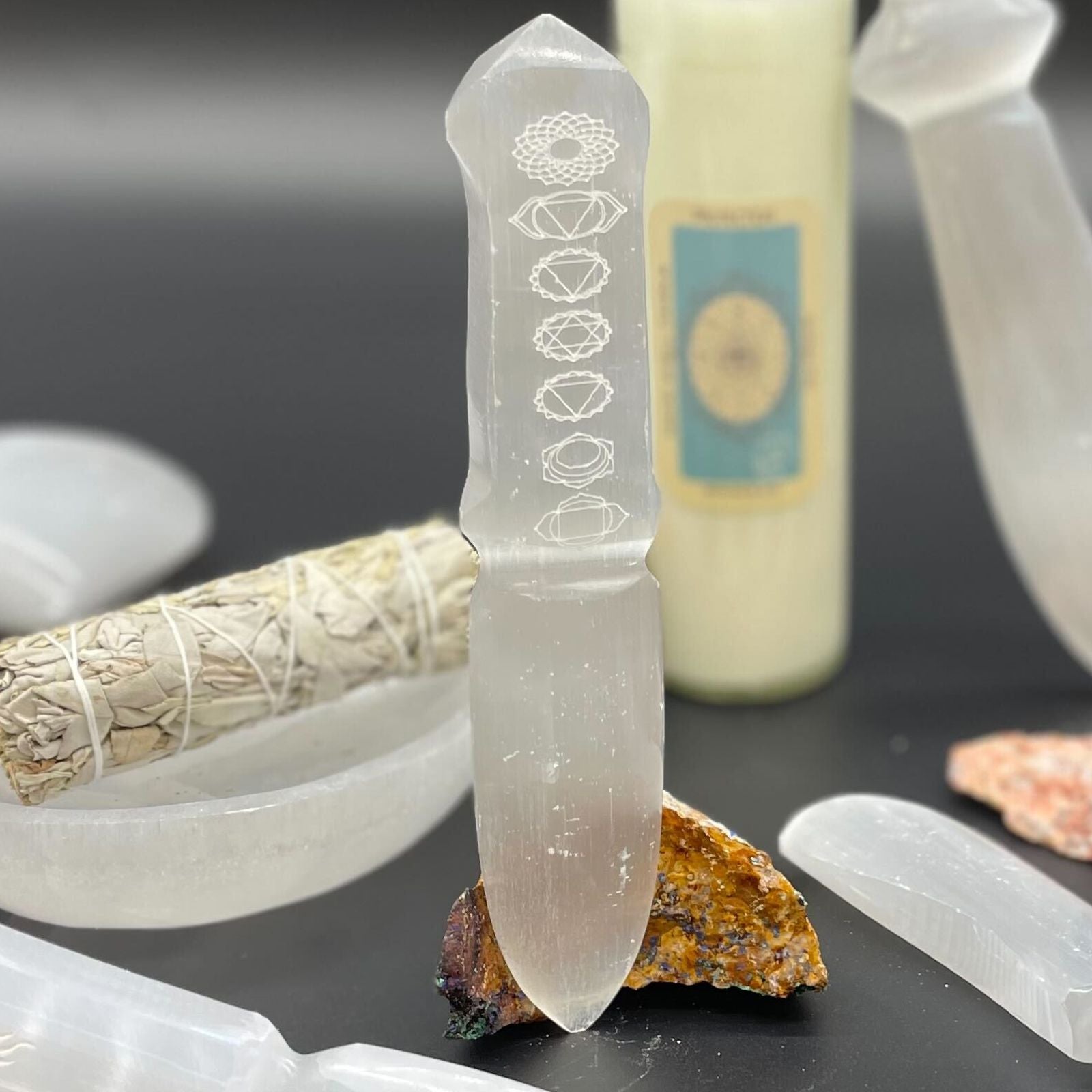 Cuchillo Ritual Selenita - Chakra