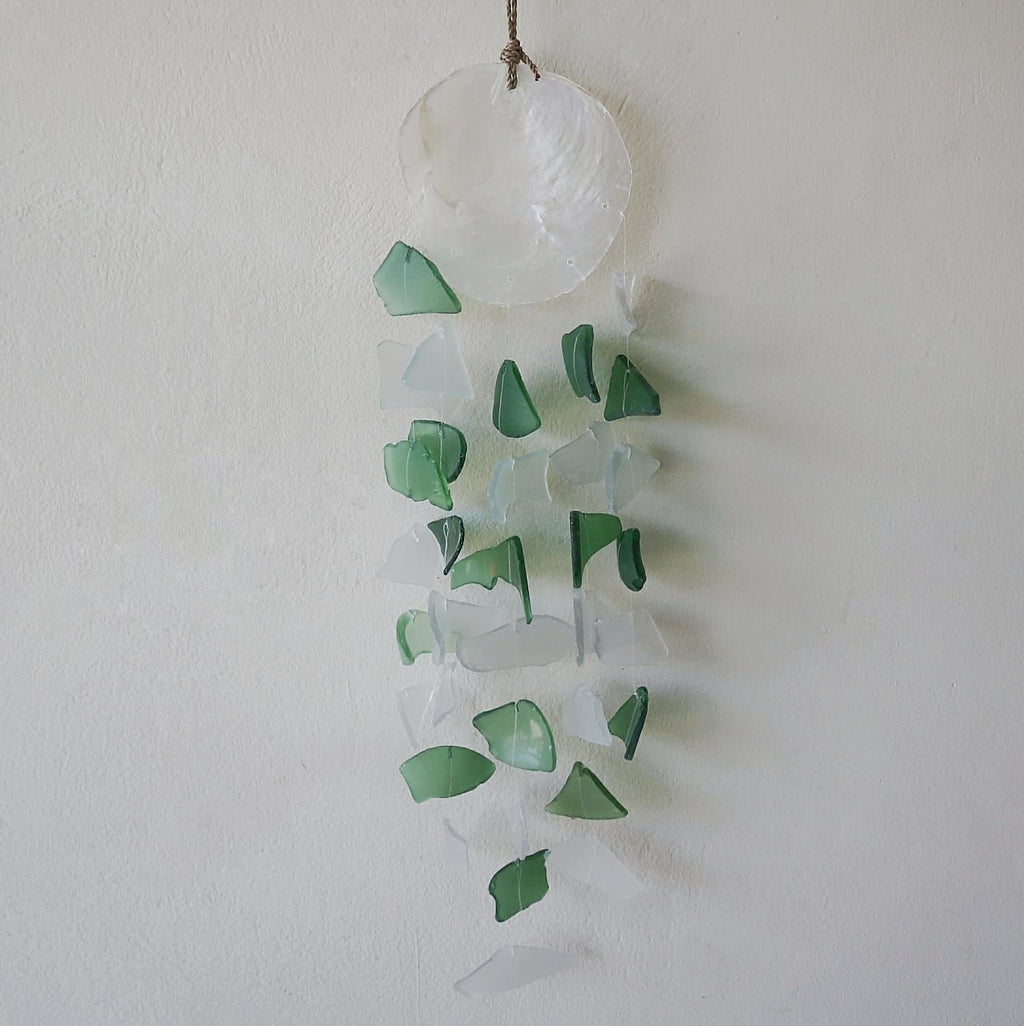 Carillón vidrio reciclado - Verde y Blanco