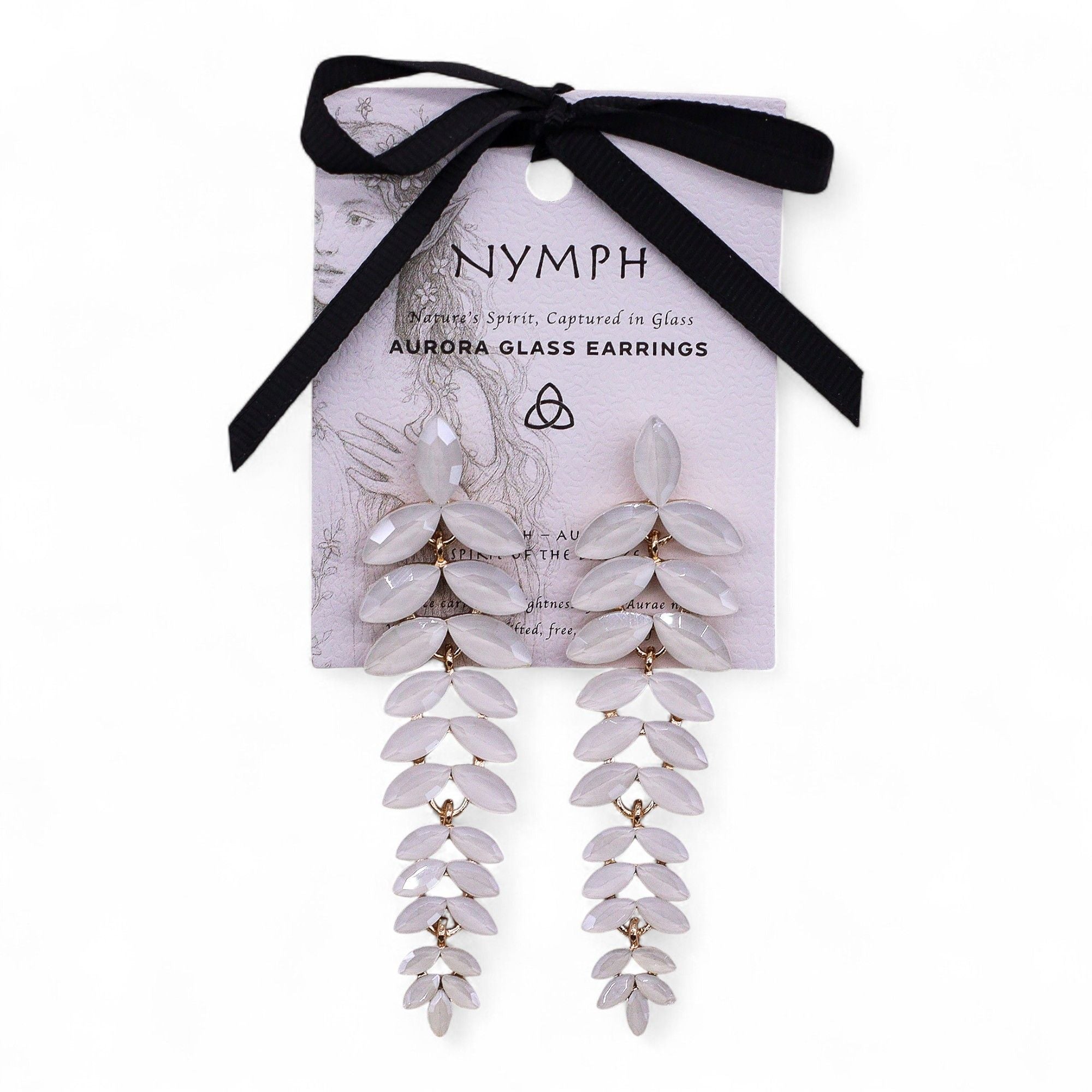 Pendientes de Cristal Vintage - Largo - Perla