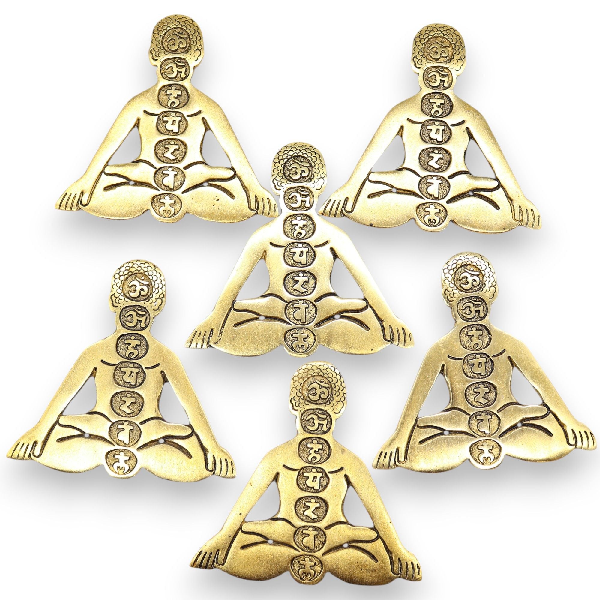 Porta Incienso Yoga Siete Chakras Aluminio Dorado 12x12cm