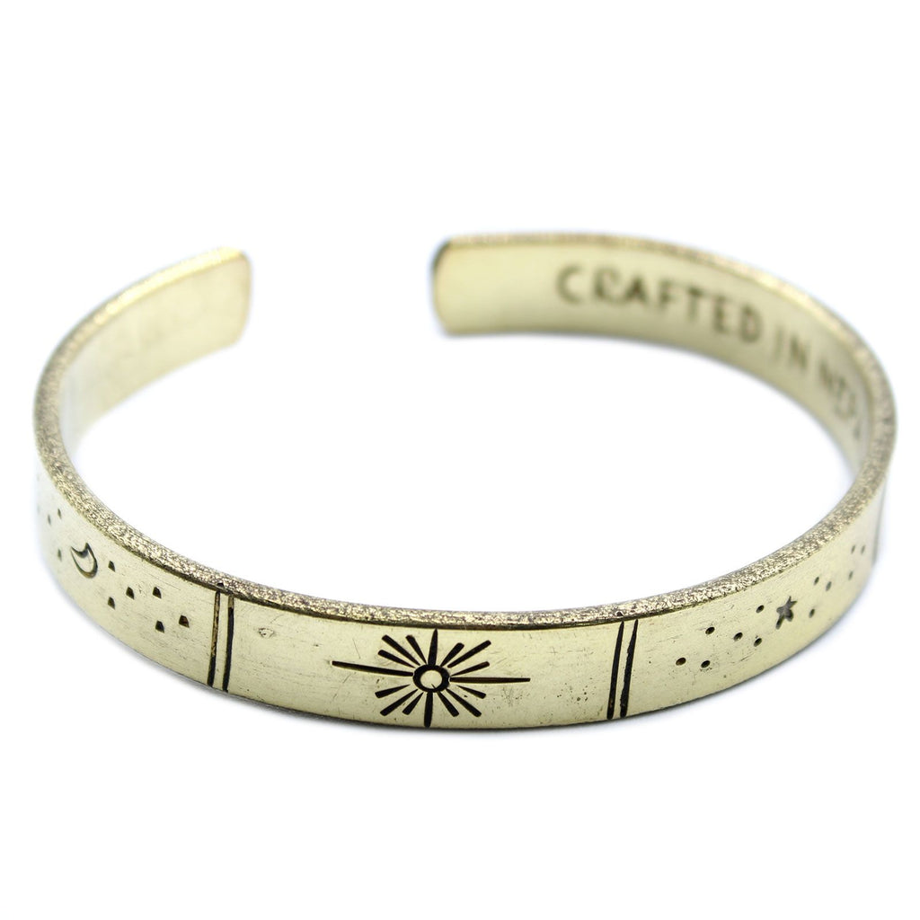 Pulsera de Inspiración - Latón Amanecer, Galaxia, Estrellas, Tierra