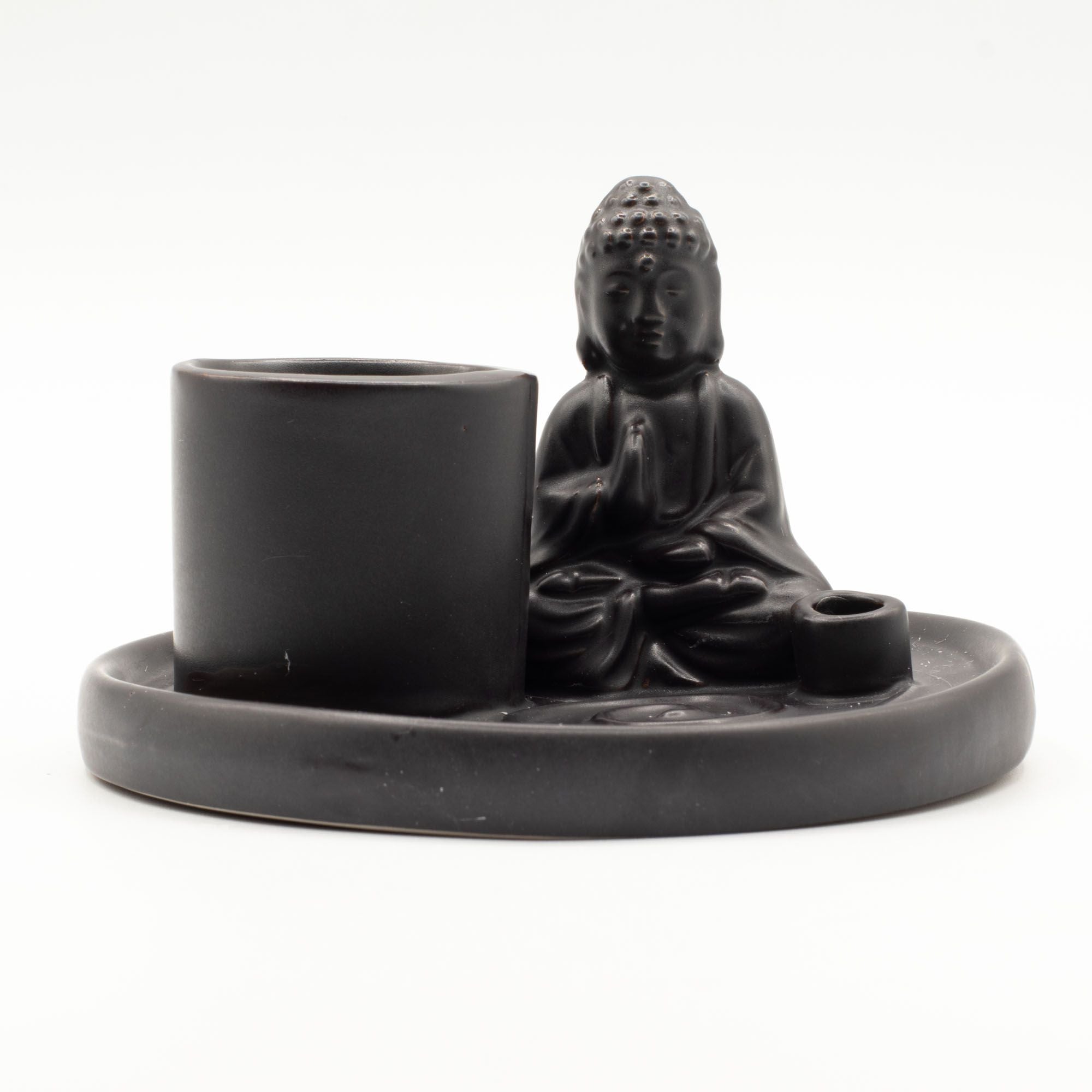 Plato de incienso de Buda multifuncional - cerámica negra mate