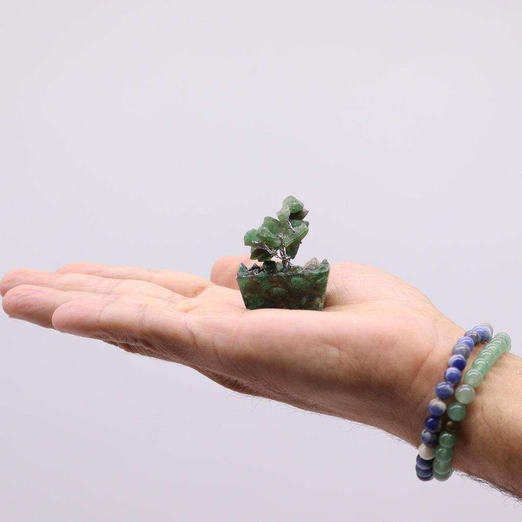 Mini árboles de piedras preciosas sobre base de orgonita - Mezcla Surtida (15 piedras)