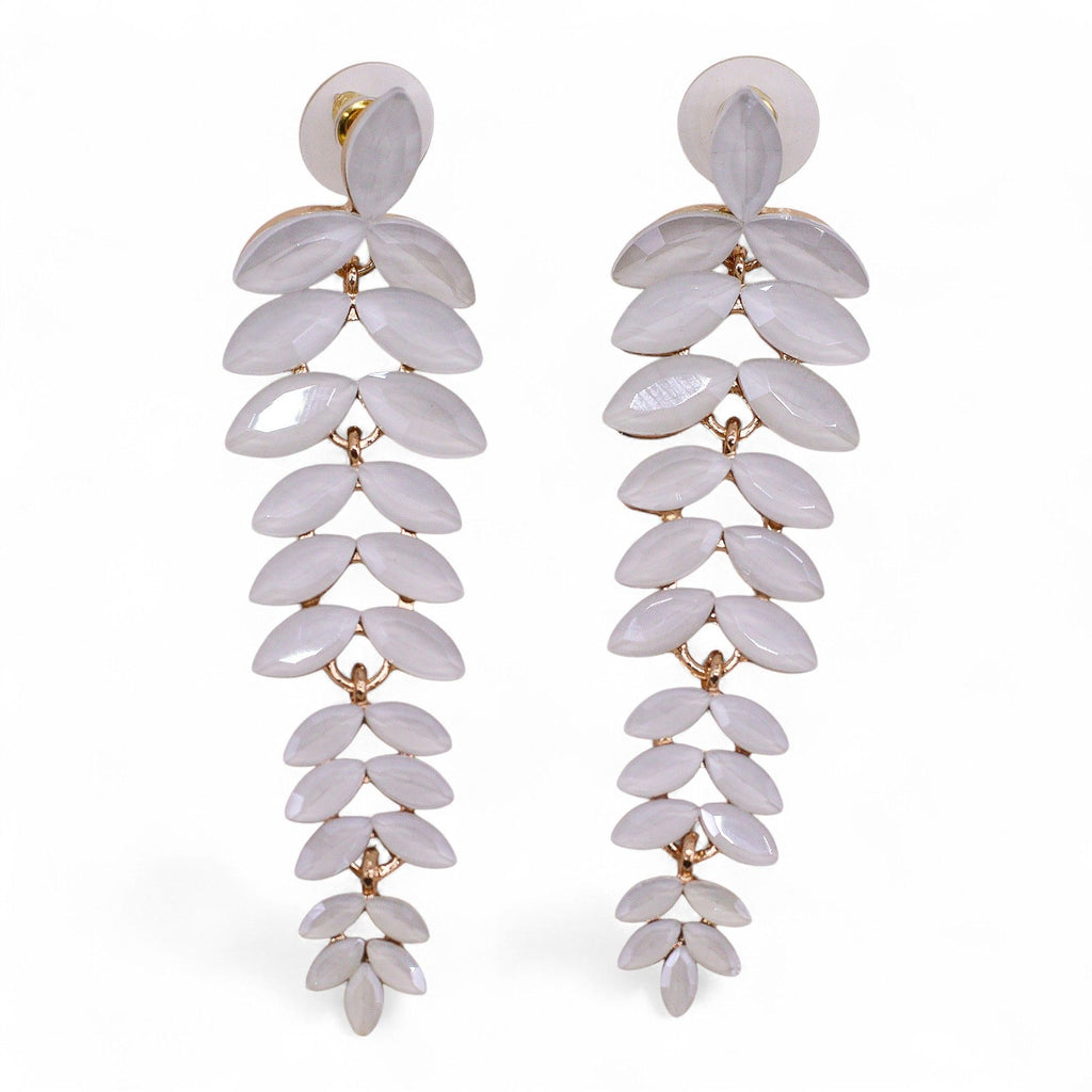 Pendientes de Cristal Vintage - Largo - Perla