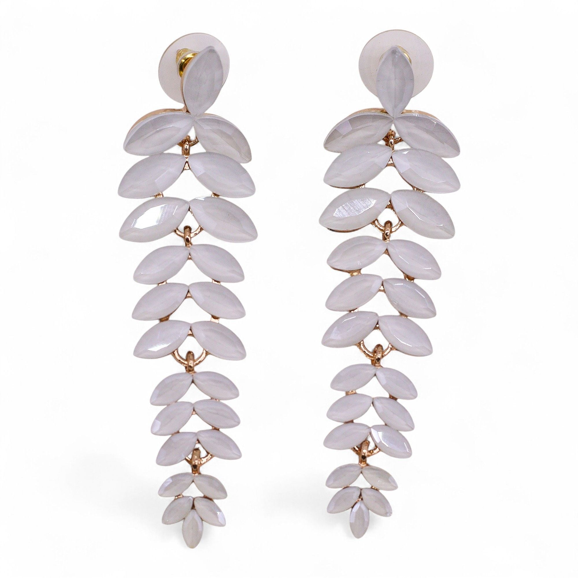 Pendientes de Cristal Vintage - Largo - Perla