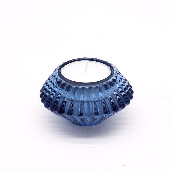 Portavelas reversible con diseño de flor para cena / vela de té - Azul