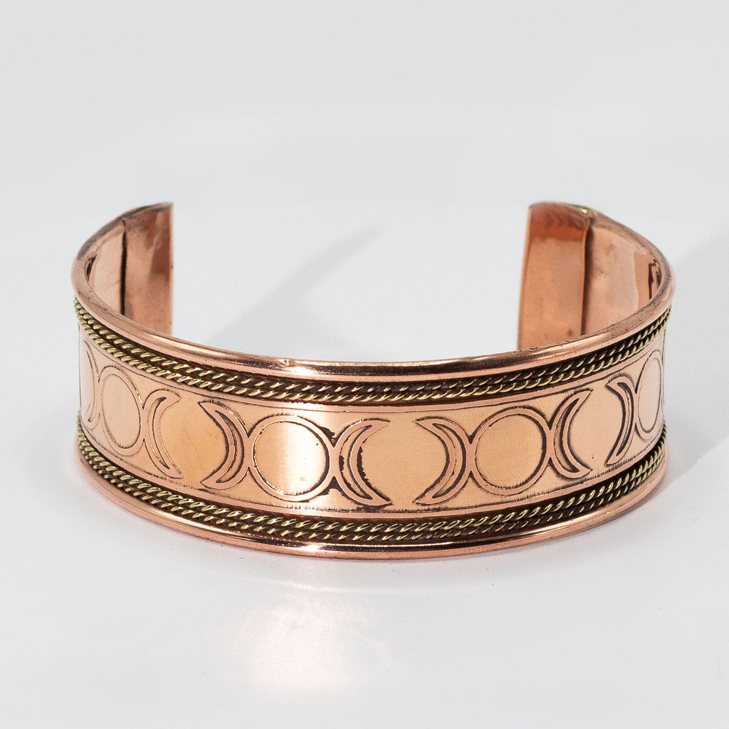 Pulseras de cobre con banda ancha y decoración de latón (surtidas)