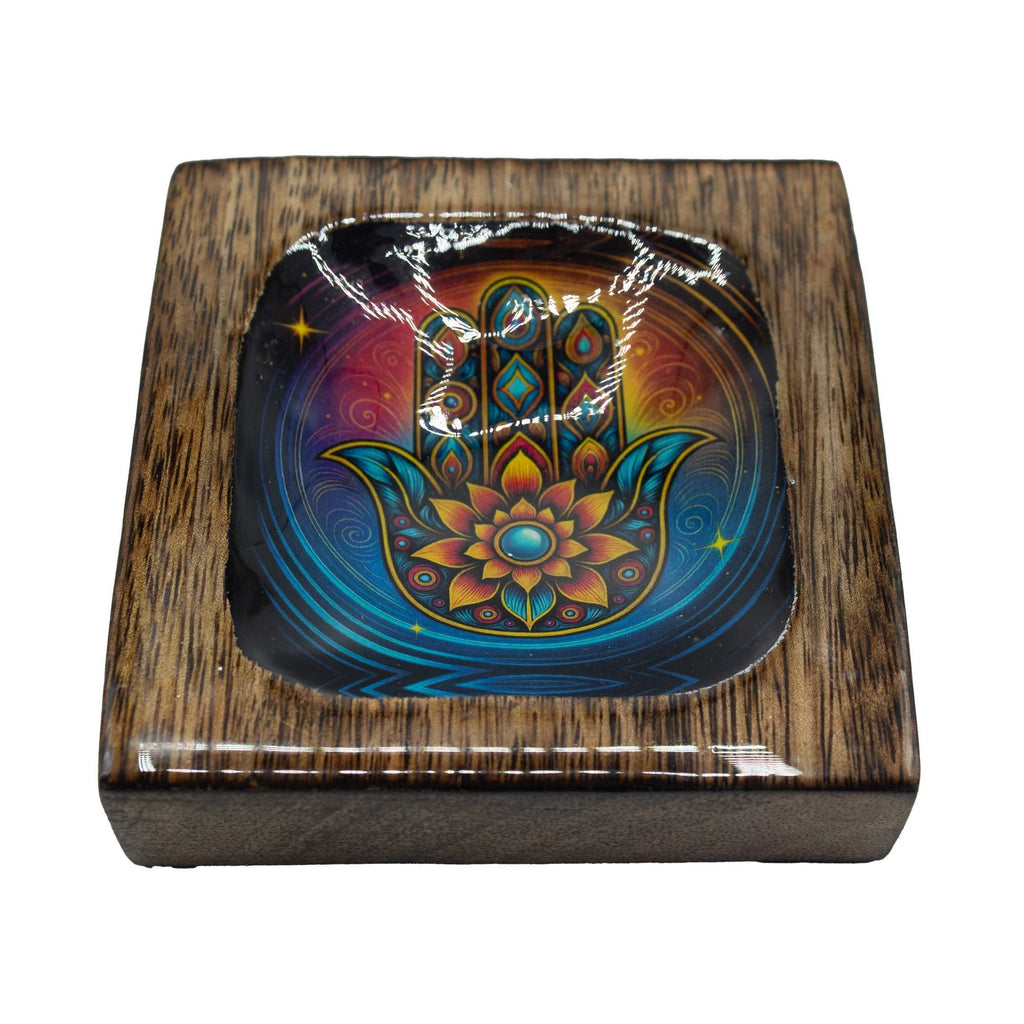 Juego de bandejas de mango esmaltadas Mediano - Hamsa
