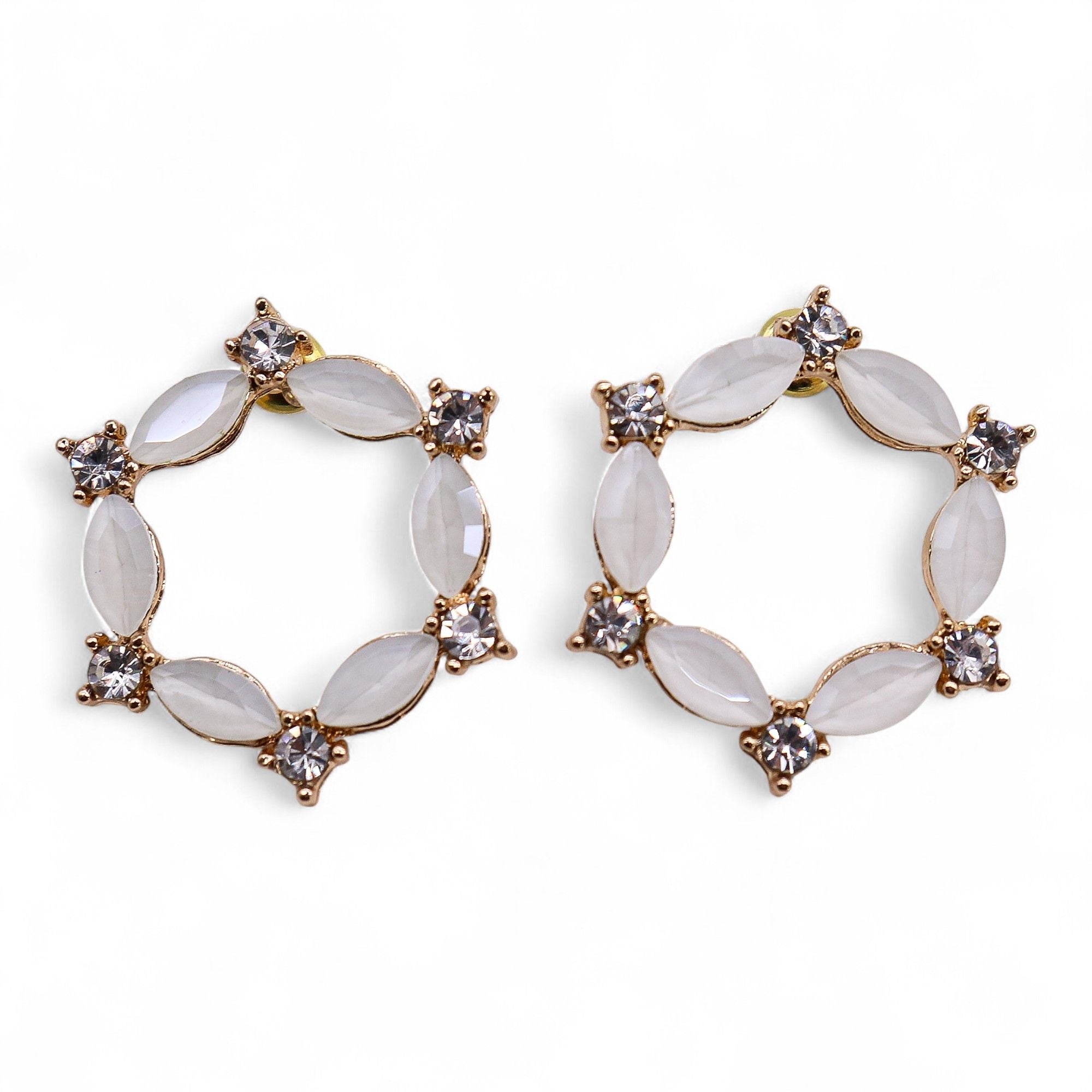 Pendientes de Cristal Vintage - Aro - Perla
