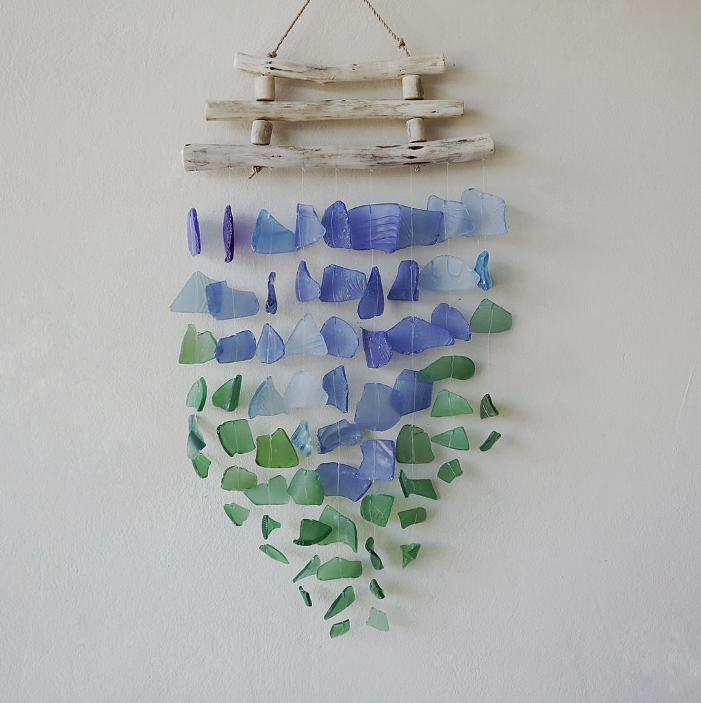 Carillón de vidrio reciclado - Azul y verde
