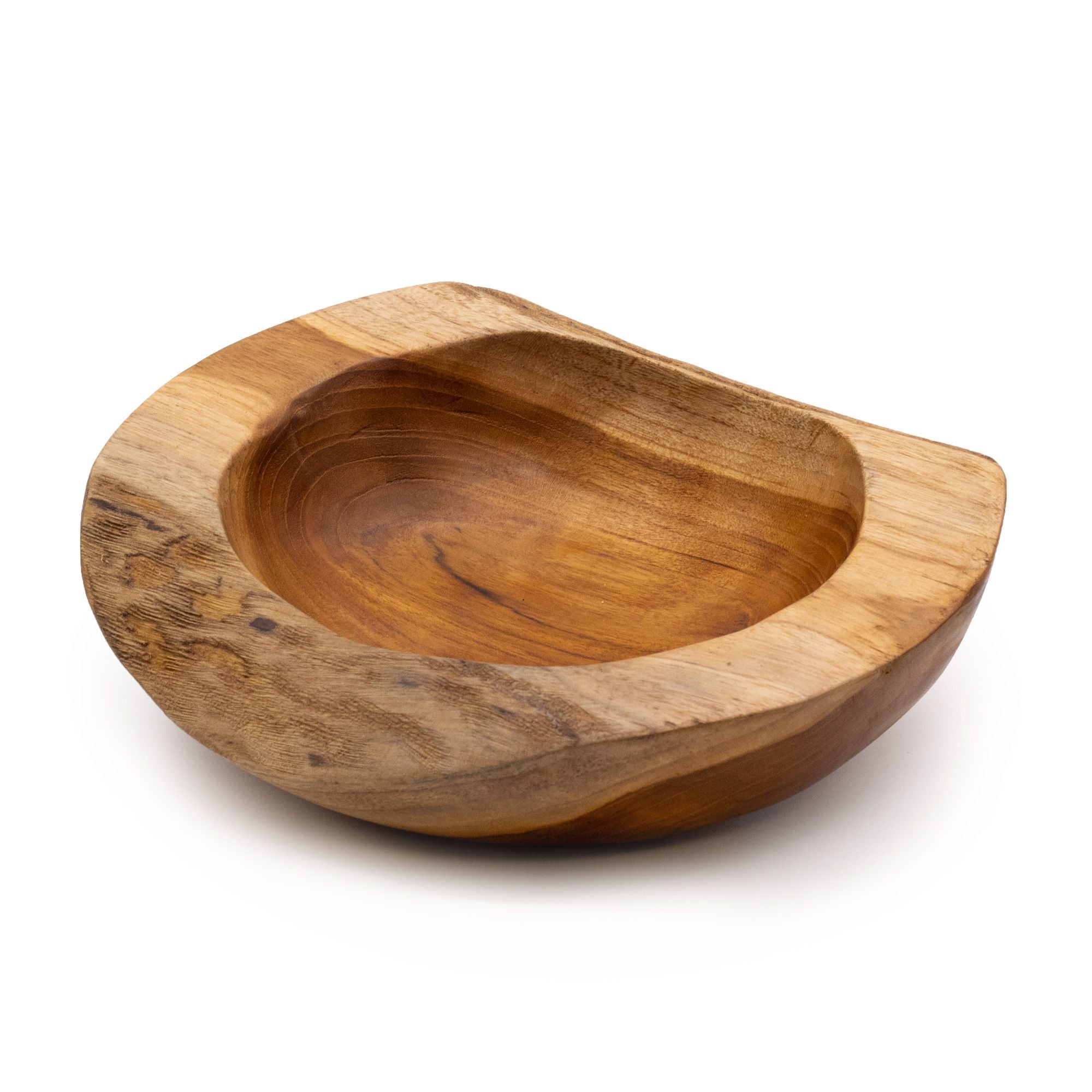 Cuenco mediano de madera de teca con forma natural - 20x7cm