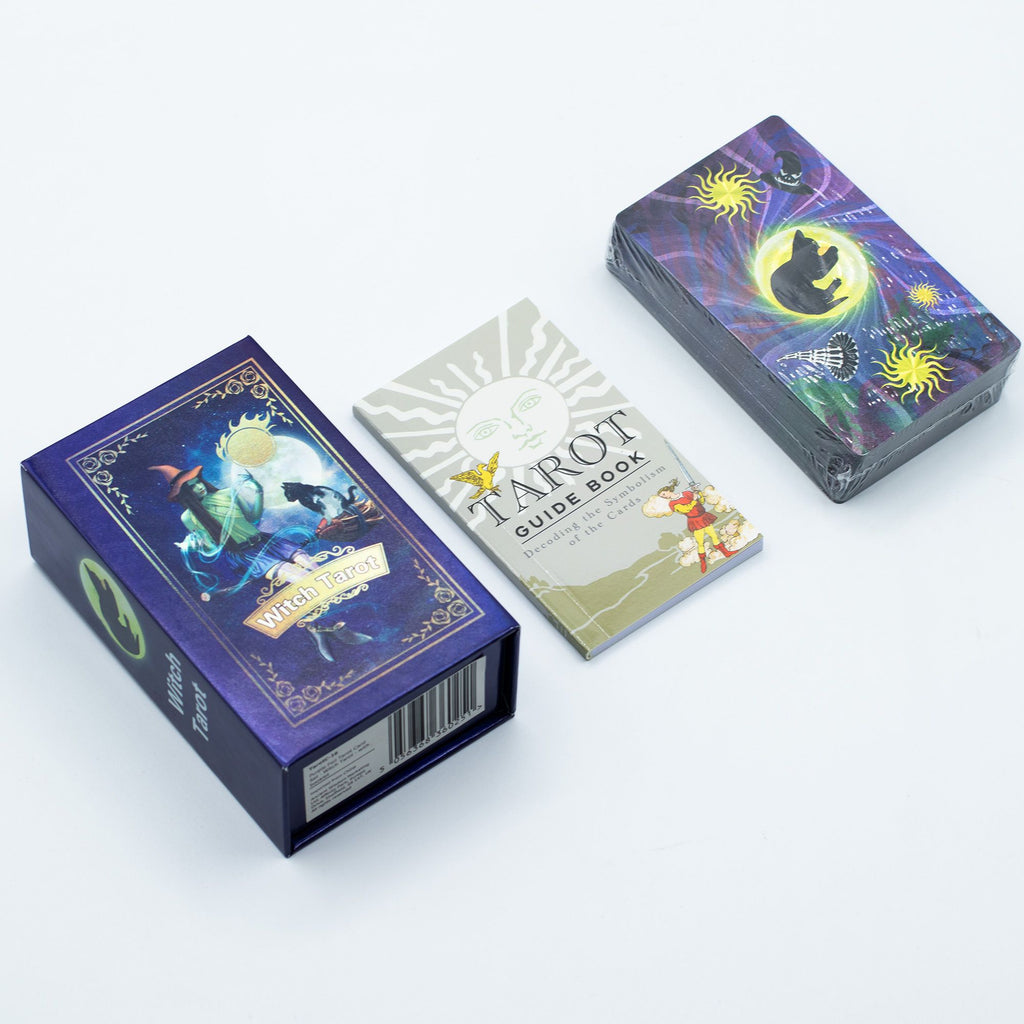Conjunto de cartas de Tarot con lámina púrpura - Tarot de la Bruja - con folleto