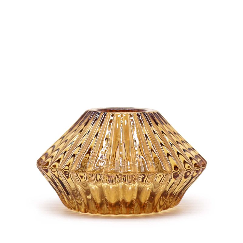 Portavelas reversible con diseño de flor para cena / vela de té - Ámbar
