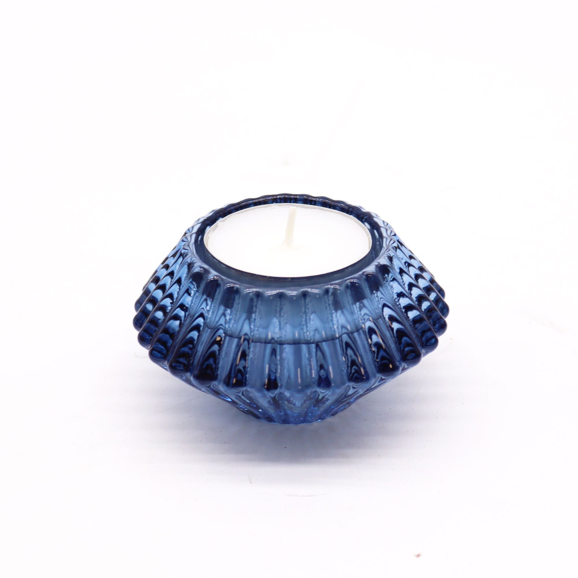 Portavelas reversible con diseño de flor para cena / vela de té - Azul