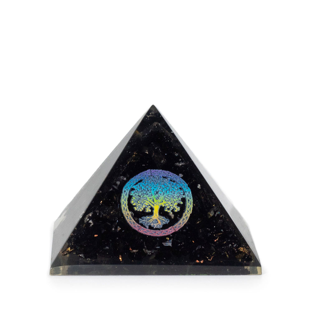 Pequeñas pirámides de orgonita 5.5x4.5cm - Árbol de la Vida - Trozos de tourmalina negra