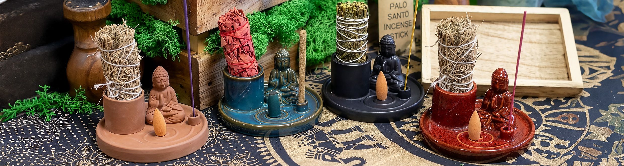 Plato de incienso de Buda multiuso - Estilo terracota natural