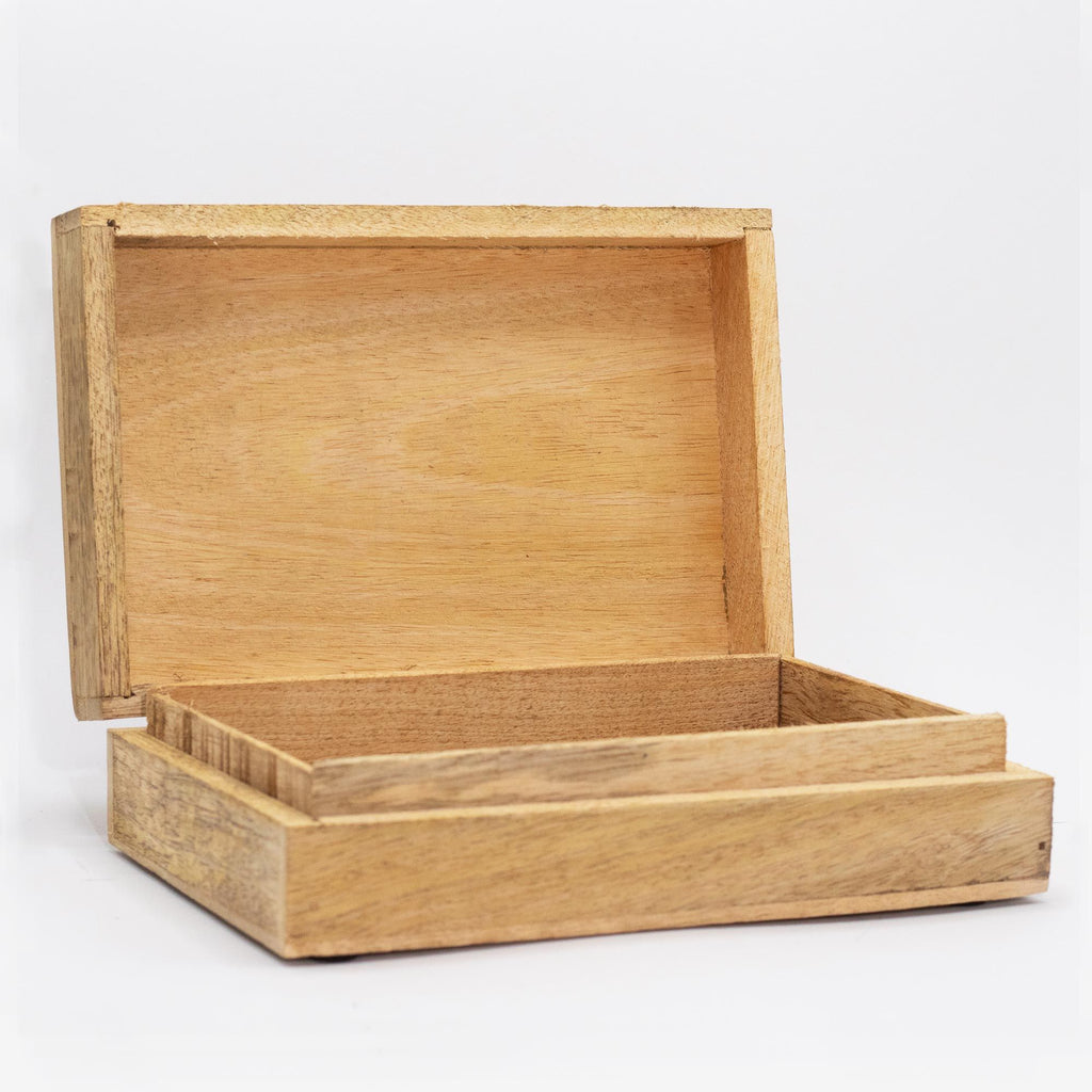 Caja rectangular grande 21.5x14x6.3cm - Hamsa Blanco
