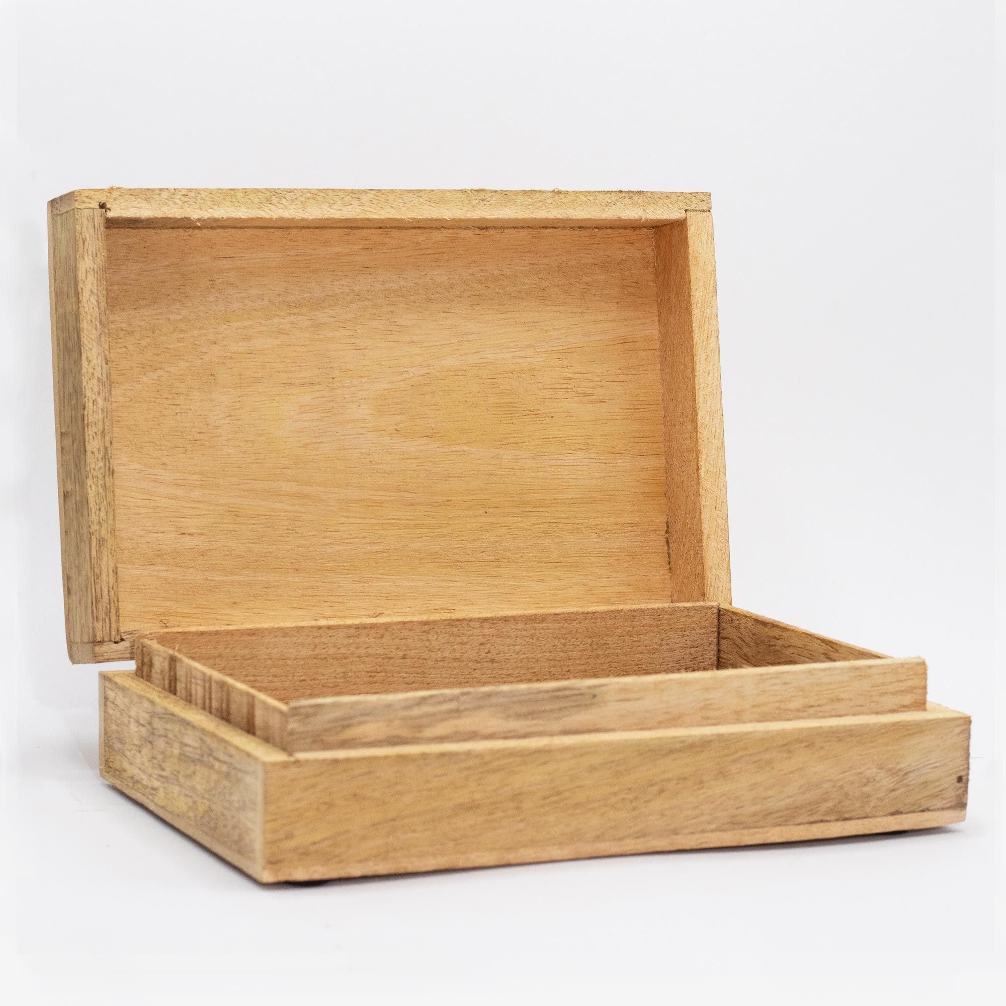 Caja rectangular grande 21.5x14x6.3cm - Hamsa Blanco