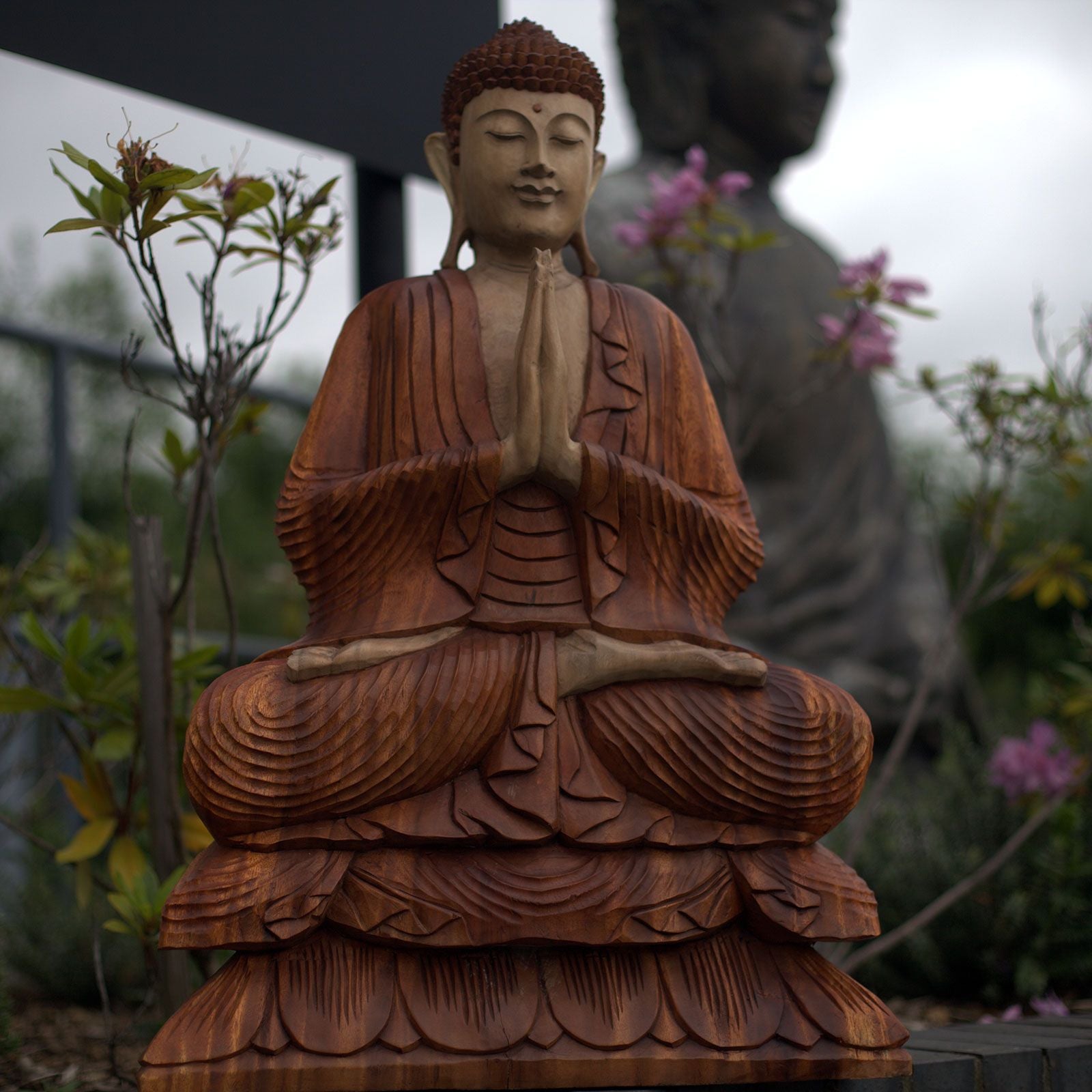 Estatua de Buda Tallada a Mano - 80cm Bienvenido