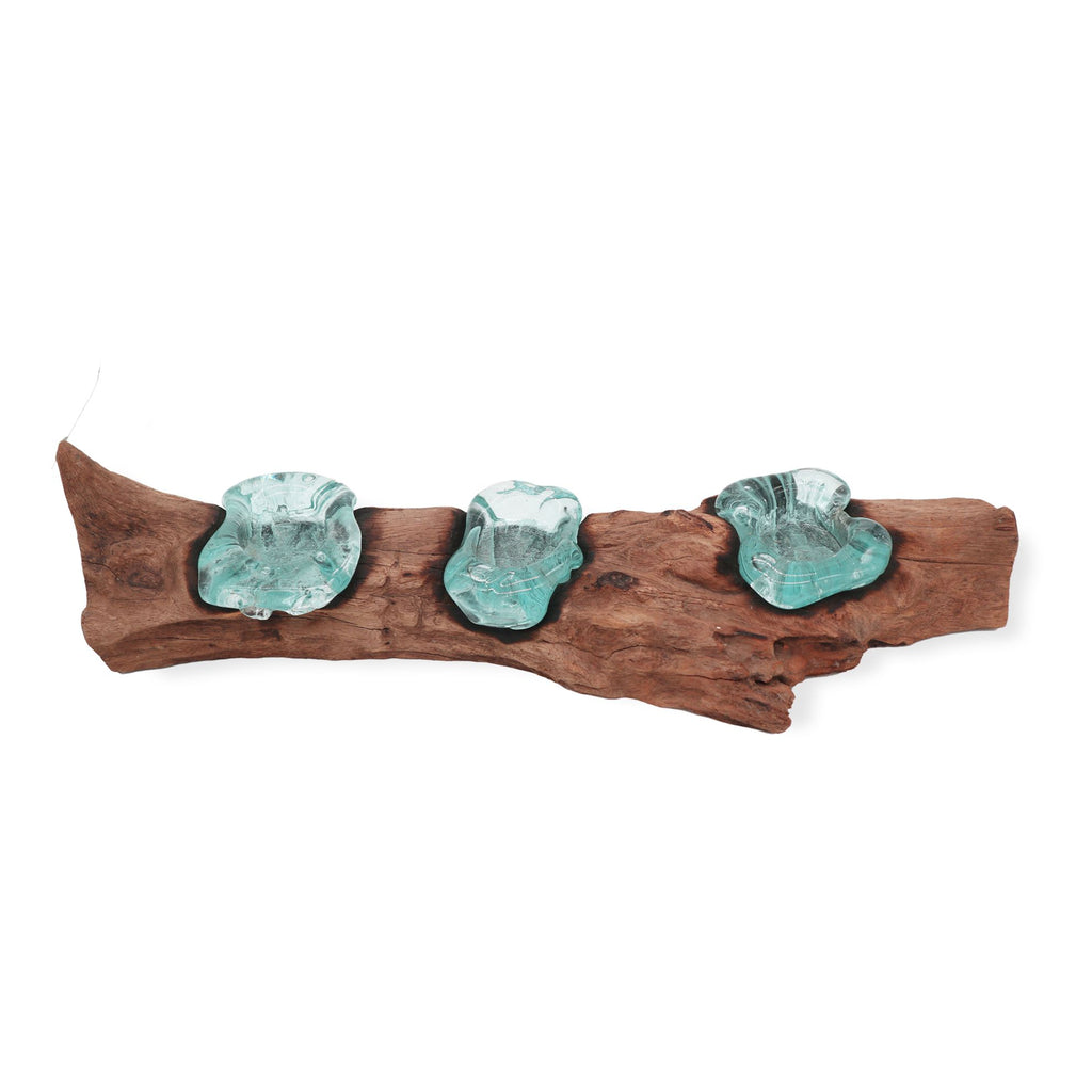 Portavelas triple plano de vidrio Molton sobre madera