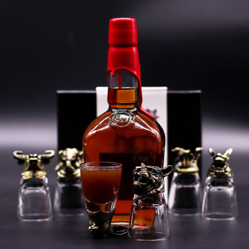 Set de regalo de 6 vasos de chupito (50 ml) - Criaturas Salvajes del Bosque - Bronce antiguo