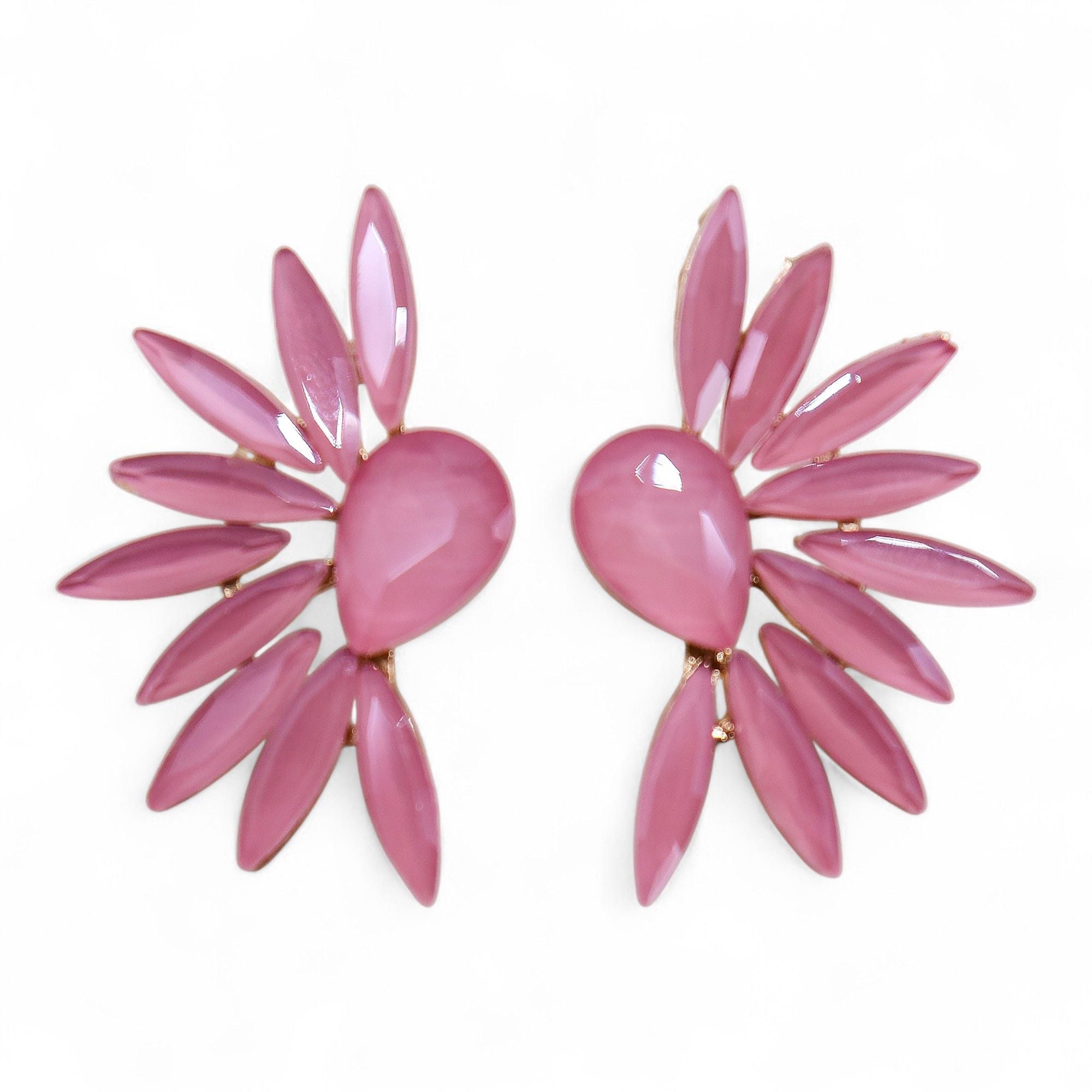 Pendientes de Cristal Vintage - Alas de ángel - Cuarzo Rosa