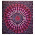 Colcha Doble de Algodón + Colgante de Pared - Pavo Real Mandala - Morado