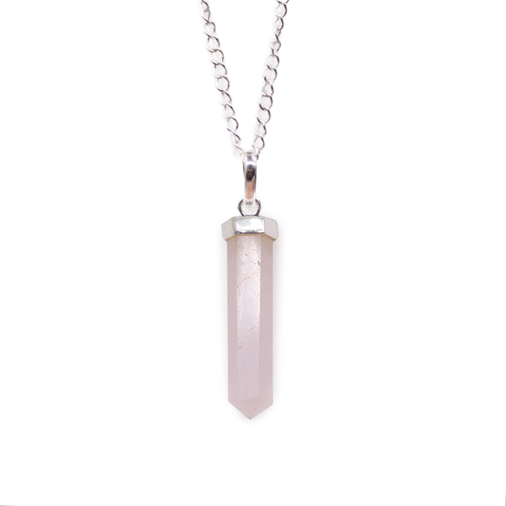 Colgante de Punto Clásico de Piedras Preciosas - Cuarzo Rosa