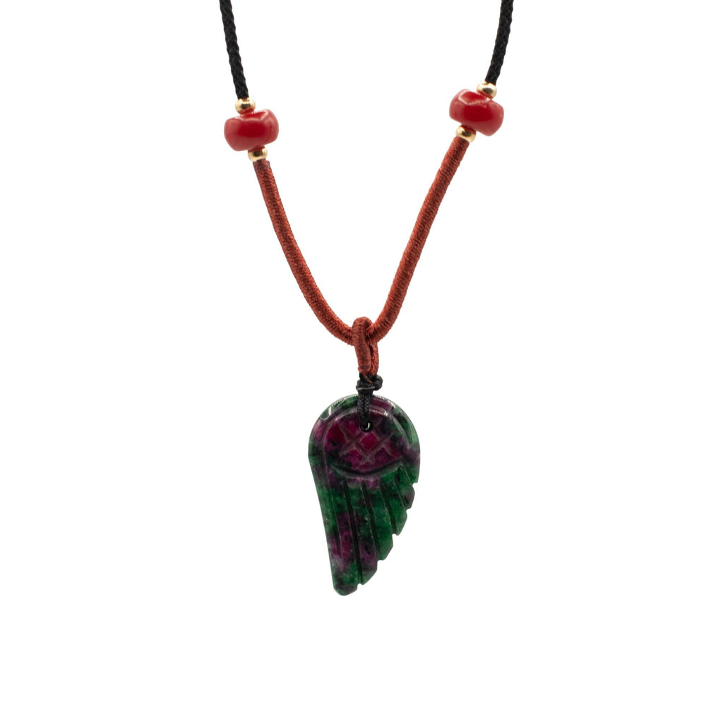 Collar de cuerda colgante de piedra preciosa - Morganita ala de ángel